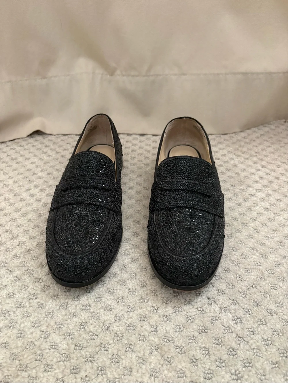 Black Crystal-Embellished Men's Loafers